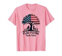 Valeurs familiales de vol de Drapeau T-Shirt, Homme, Rose, L