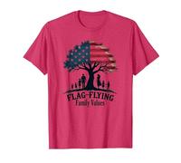 Valeurs familiales de vol de Drapeau T-Shirt, Homme, Rouge Chiné, 3XL