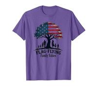 Valeurs familiales de vol de Drapeau T-Shirt, Homme, Violet Chiné, 3XL