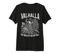 Valhalla, Le valeureux Guerrier Viking Qui ne tombera jamais T-Shirt Haut de Gamme