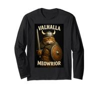 Valhalla Meowrior Viking Chat Félin Guerrier Norse Spirit Manche Longue