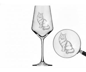Valhalla Verre à vin gravé chat Maine Coon 350 ml lavable au | Gravure Maine-Coon chat, 350 ml volume, lavable au lave-vaisselle, polyvalent, design élégant, déclaration individuelle