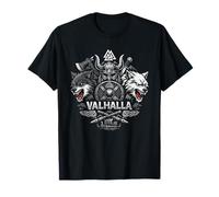 Valhalla Viking Warrior with Wolves - Emblème de Bataille Nordique T-Shirt