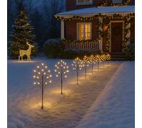 Valiant Christmas Pathway Lights | Lot de 8 lampes de chemin de Noël à LED blanches chaudes avec branches de houx et piquets de sol | 8 modes d'affichage | Câble résistant aux intempéries | Décoration