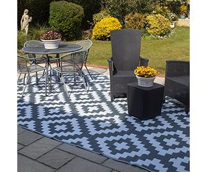 VALIANT FIR564 Tapis géométrique d'extérieur pour Patio et terrasse - 3,6 x 2,7 m, Gris, Gris