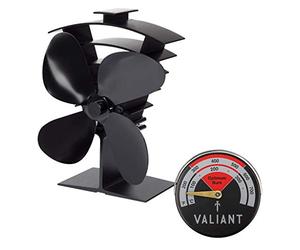 Valiant FIR627 Premium IV Ventilateur de poêle et thermomètre magnétique Rouge 199 mm