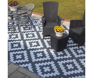 VALIANT Tapis géométrique pour terrasse et terrasse - 2,7 x 1,8 m, Gris