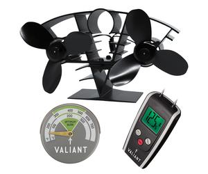 Valiant Twin Blade Stove Fan, Stove Thermometer & Humidimeter