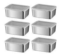 Valicaer Boîte de Conservation en Acier Inoxydable,6Pcs Boîtes Alimentaire Hermétiques avec Couvercle Boîte à Bento sans BPA Lunch Box Inox Fresh Food Container Récipients Alimentaires Inox Portable