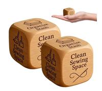 Valicaer Lot de 2 dés de décision en bois à 6 faces avec tâches de matelassage gravées, outil créatif amusant pour les couturiers et les amateurs d'artisanat, cadeau parfait pour les projets de