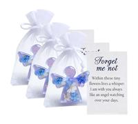 Valicaer Lot de 3 anges Forget Me Not - Cadeau de condoléances pour deuil - Souvenir commémoratif pour la perte d'un être cher, cadeau réconfortant pour les amis et la famille