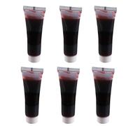 Valicaer Lot de 9 faux sang pour Halloween, kit de maquillage de zombie rouge foncé pour peinture de visage de zombie et effets de plaies théâtrales, accessoires d'Halloween lavables (6 paquets)