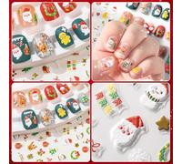 Valicaer Noël Stickers Ongles Nail Art,2 Feuilles Autocollants Ongles Père Noël Autoadhésif Deco Ongle Nail Enfant Auto-adhésif Nail Art Sticker Autocollants de Noël Accessoires pour Femmes Filles