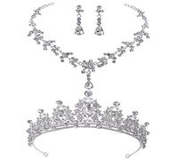 VALICLUD 1 Ensemble boucles d'oreilles collier couronne décorations de mariage faire la fête bride fiesta present boucles d'oreilles de mariée pour mariage diadème pour le mariage de la mariée