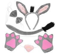 VALICLUD 1 Ensemble Cerceau de tête d'âne oreilles et queue Bandeau petit queues costume d'âne animal Cosplay d'âne adulte accessoire de costume de cosplay coiffe d'animaux en tissu Gris