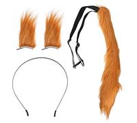 VALICLUD 1 Ensemble Ensemble de queue d'oreille de renard couvre-chef en peluche queue en peluche rusé bandeau d'oreilles animales velu oreilles d'animaux queue coiffe d'oreille Brun