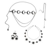VALICLUD 1 Ensemble Rétro Baroque Étoile Lune Bandeau Et Boucles D'oreilles Collier Gothique Vintage Taille Chaîne Fantaisie Ensemble De Bijoux Pour Bal Et Retour