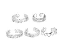 VALICLUD 1 Jeu Anneau D'orteil D'été Bagues Pour Femmes Bagues Réglables Pour Femmes Anneau D'orteil Décoratif Anneau De Pied Bijoux Bague Alliage Silver 5 Pièces