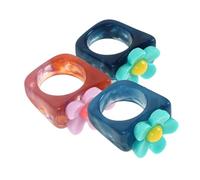 VALICLUD 1 Jeu Ensemble D'anneaux Vintage Bijoux Bague Décor De Doigt De Fille Décor De Bijoux De Doigt Anneau De Doigt Créatif Bague De Personnalité Résine 3 Pièces