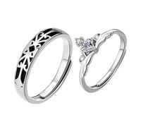 VALICLUD 1 Paire bague couple couronne anneau de doigt réglable bagues d'amoureux bague anniversaire bagues de déclaration quelques anneaux son et sa bague assortie quelques bagues alliage