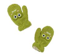 VALICLUD 1 Paire De Grenouille Mitaines De Dessin Animé Enfants Coupe-vent Bras Animal De Compagnie Toison Neige Touche Accessoires Bonnets Alimentaires Green Velours