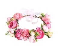 VALICLUD 1 Pc Coiffe De Fleur De Rose Couvre-chef Guirlande Couronne De Fleurs Led Robes Mariage Décorations Couvre-chef De Couronne Bandeau Guirlande Coiffe De Guirlande Rosy Textile