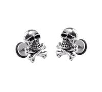 VALICLUD 1 Pièce boucles d'oreilles tête de mort boucles d'oreilles de crâne design os pour hommes créatives pour homme Silver
