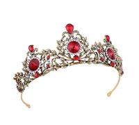 VALICLUD 1 Pièce Couronne De Mariée En Diamant Rouge Diadème De Mariage En Strass Rouge Baroque Avec Bijoux Rouges Couvre-Chef De Mariée Pour Femmes Accessoires Coiffes De Mariée
