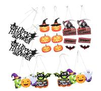 VALICLUD 10 Pièces Décoration Porte Halloween Suspendue avec Citrouille Chauve-Souris Fantôme Panneau Effrayant Boo pour Mur Intérieur Extérieur Fête Maison