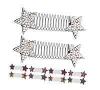 VALICLUD 10 Pièces Lot de Peignes Invisibles Extensibles Étoiles Strass pour Coiffure Invisible Pinces Élastiques Confortables pour Chignons Queues de Cheval et Coiffures Élégantes