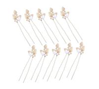 VALICLUD 10 Pièces Perle qui laisse en épingle à cheveux filles policier femme Accessoire mariées peigne à cheveux français floral épingles à cheveux de mariage en perles alliage Doré