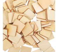 VALICLUD 100 Pièces Lot de Carrés en Bois Vierges DIY pour Loisirs | Bois Brut, Surface à Peindre ou Graver, Adapté aux Jeux Puzzle Projets D’art