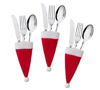 VALICLUD 12 Pcs De Noël Père Noël Chapeaux Argenterie Vaisselle Titulaires Père Couverts Titulaire De Fourchette Cuillère Rangement Dîner Décorations Table