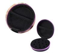 VALICLUD 12grilles Round Faux Leather Storage Bag for Essential Oils Portable Shockproof Travel Case