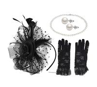 VALICLUD 1ensemble Fascinator Chapeau Avec Voile Et Bijoux Ensemble De Tea Party Pour Femmes Accessoires Élégants Avec Et Collier Perlé