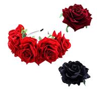 VALICLUD 1ensemble Set De Clips De Cheveux De Mariée Simulation De Rouge Accessoire Floral Romantique Pour Fête Et Photos