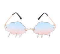 VALICLUD Lunettes de Soleil pour Femmes Lunettes de Soleil sans Monture en Forme de avec Breloques de Foudre Lunettes de Soleil de Mode Lentille Colorée Rose