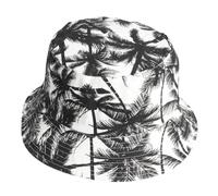 VALICLUD 1Pièce Chapeau De Pêcheur Réversible Unisexe Impression De Palmier Chapeau à Large UV pour Adultes pour Activités De Plein Air Noir