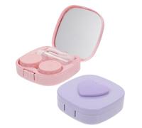 VALICLUD 2 Ensembles Étui à Lentilles de Contact Boîte Décorative de Voyage avec Compact pour Stockage Transport Lentilles