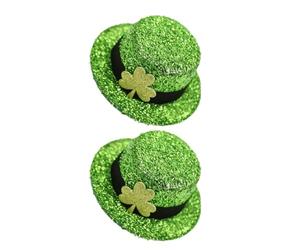 VALICLUD 2 Épingles à Cheveux Vertes en Tissu et Pet, Design Chapeau Haut de Forme pour Accessoires Cheveux Saint-patrick, pour Fête Photo Booth et Célébrations