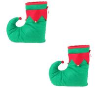 VALICLUD 2 Paires Chaussures de Lutin de Décoratives pour Fête Accessoire de Costume Clown Rouge et Vert avec Grelots pour Cosplay et Ambiance Festive