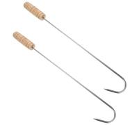 VALICLUD 2 Pièces à Viande Suspendus Au Bœuf Crochet Retourneur De Nourriture Nageoire En Queue De Cochon Crochet à Foin Extracteur De Bottes Acier Inoxydable En Bois Équipement