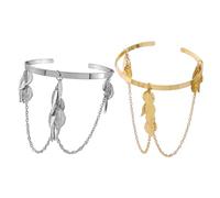 VALICLUD 2 Pièces Anneau de bras de chaîne de métal bijoux de bras haut du bras brassard de manchette de charme bracelets manchettes pour femmes brassards pour femmes