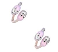 VALICLUD 2 Pièces anneau de lapin anneau en metal anneau ouvert lapin bague ouverte en pierre femmes bagues bague ouverte en cristal rose
