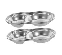 VALICLUD 2 pièces Assiette à Sauce Acier Inoxydable de Plat de Dipping pour Assaisonnements et Condiments pour Vinaigre Sauce Soja et Épices