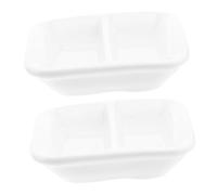 VALICLUD 2 pièces Assiette Porcelaine Compartiments Céramique Blanche pour Sauces Apéritif Plateau Divisé pour Sauce Soja et Condiments Lot de Polyvalent pour Table et Petits Réutilisable