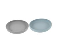 VALICLUD 2 pièces Assiettes Déversement Silicone avec Ventouse Service Non Glissant pour Personnes Âgées et Handicapées Assiettes Creuses Stables pour Repas à Couleurs Gris Foncé et Gris