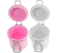 VALICLUD 2 pièces Boîte de Rangement Colle Extension Cils Conteneurs Étanches pour Stockage et Fraîcheur Support Colle Cils Professionnel Blanc et Rose