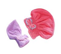 VALICLUD 2 pièces Bonnet de Séchage Microfibre Serviettes Absorbantes Pratiques pour Turbans Secs et Doux Rouge Pastèque