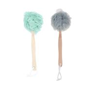 VALICLUD 2 pièces Boule de Bain avec Long Manche Épurateur Dos Fleur Nylon Gris et Vert Exfoliant Doux pour Peau Sensible Accessoire Bain Pratique et Écologique